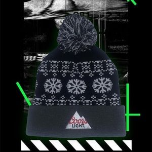 Coors Light Beer Winter Knit Cuff Pom Beanie (Grey/Red)